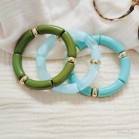 Bracelets élastiques vert assortis  "Garden"