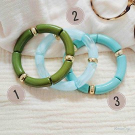 Bracelets élastiques vert assortis  "Garden"