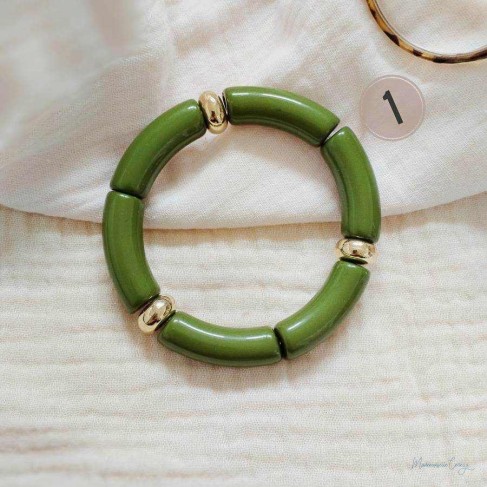 Bracelets élastiques vert assortis  "Garden"