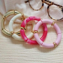 Bracelets élastiques rose doré crème "Sweet glam"