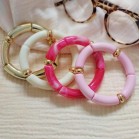 Bracelets élastiques rose doré crème "Sweet glam"
