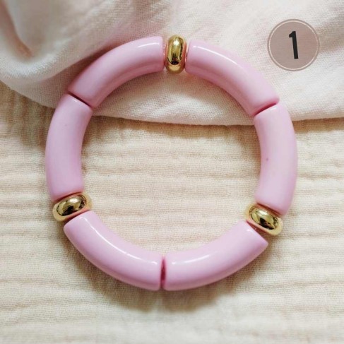 Bracelets élastiques rose doré crème "Sweet glam"