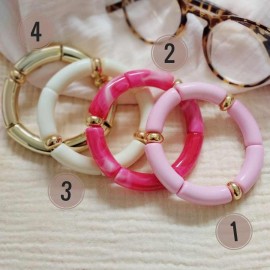 Bracelets élastiques rose doré crème "Sweet glam"