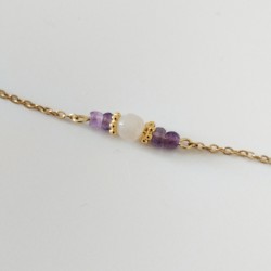Bracelet témoin pierre de lune améthystes et carte - bijou mariage Melle Cereza
