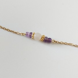 Bracelet témoin pierre de lune améthystes et carte - bijou mariage Melle Cereza