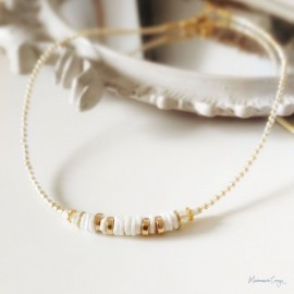 Collier Grace en coquillage blanc et doré - Bijou créateur