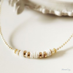 Collier Grace en coquillage blanc et doré - Bijou créateur