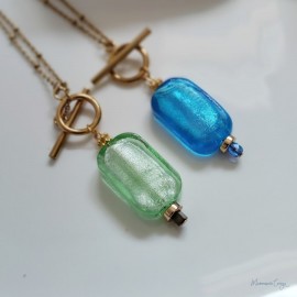 Collier Alia pendentif bleu et or - Bijou créateur