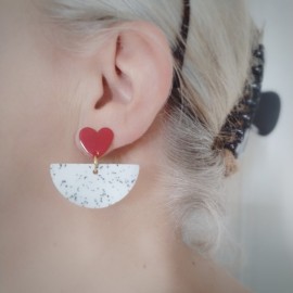 Boucles d'oreilles coeur & demie lune - Bijou tendance