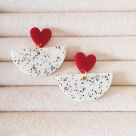 Boucles d'oreilles coeur & demie lune - Bijou tendance