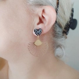 Boucles d'oreilles bohèmes coeur & éventail - Bijou tendance