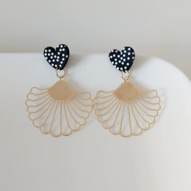 Boucles d'oreilles bohèmes coeur & éventail - Bijou tendance