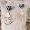 Boucles d'oreilles bohèmes coeur & éventail - Bijou tendance