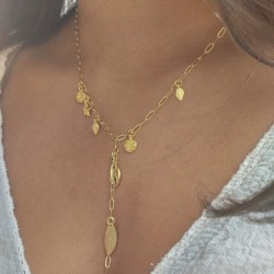Collier cravate charms pendentifs doré - Bijou créateur