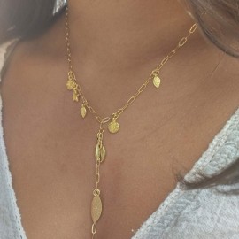 Collier cravate charms pendentifs doré - Bijou créateur