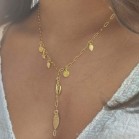 Collier cravate charms pendentifs doré - Bijou créateur