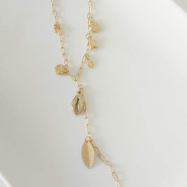 Collier cravate charms pendentifs doré - Bijou créateur
