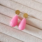 Boucles d'oreille perles goutte rose bonbon  - Bijou bohème tendance