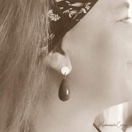 Boucles d'oreille perles goutte rose bonbon  - Bijou bohème tendance