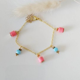 Bracelet breloques corail turquoise - Bracelet charms