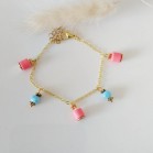 Bracelet breloques corail turquoise - Bracelet charms