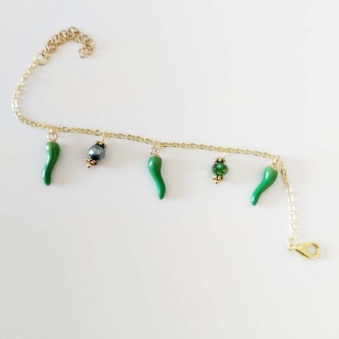 Bracelet breloques piment vert - Bracelet charms
