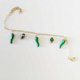 Bracelet breloques piment vert - Bracelet charms