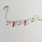 Bracelet breloques piment rose bleu- Bracelet charms