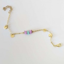 Bracelet breloques turquoise et lilas - Bracelet charms