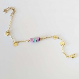 Bracelet breloques turquoise et lilas - Bracelet charms