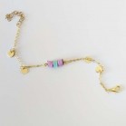 Bracelet breloques turquoise et lilas - Bracelet charms