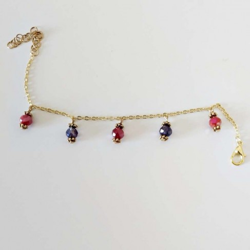 Bracelet charms rouge violet - Bracelet breloques