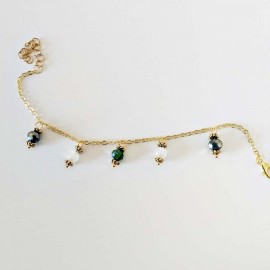 Bracelet charms vert blanc - Bracelet breloques