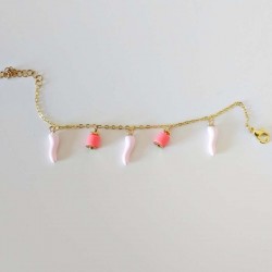 Bracelet breloques corail rose pâle - Bracelet charms
