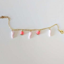 Bracelet breloques corail rose pâle - Bracelet charms