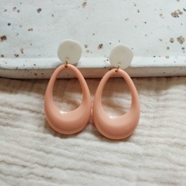 Boucles d'oreille bohèmes rose pêche  - Bijou tendance