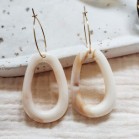 Boucles d'oreille maxi beige marbré  - Bijou tendance