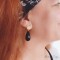 Boucles d'oreille perles goutte noire  - Bijou bohème tendance