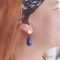 Boucles d'oreille perles goutte bleu foncé- Bijou bohème tendance