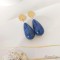 Boucles d'oreille perles goutte bleu foncé- Bijou bohème tendance