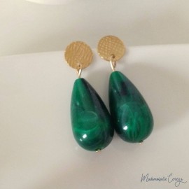 Boucles d'oreille perles goutte vertes - Bijou bohème tendance