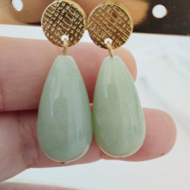 Boucles d'oreille goutte vert pâle - Bijou bohème tendance
