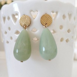 Boucles d'oreille goutte vert pâle - Bijou bohème tendance