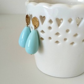 Boucles d'oreille goutte bleu céladon - Bijou bohème tendance