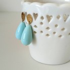 Boucles d'oreille goutte bleu céladon - Bijou bohème tendance
