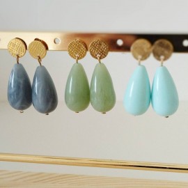 Boucles d'oreille goutte bleu céladon - Bijou bohème tendance