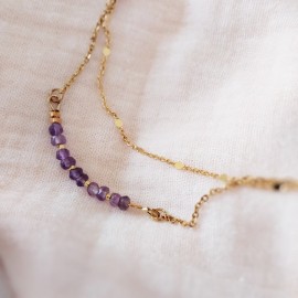Collier améthystes double rang Amélia - Améthyste bohème chic
