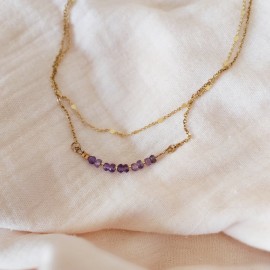 Collier améthystes double rang Amélia - Améthyste bohème chic