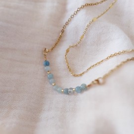 Collier aigue marine double rang Océania - Aigue-marine bohème chic