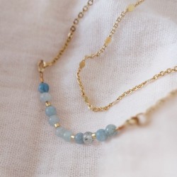 Collier aigue marine double rang Océania - Aigue-marine bohème chic